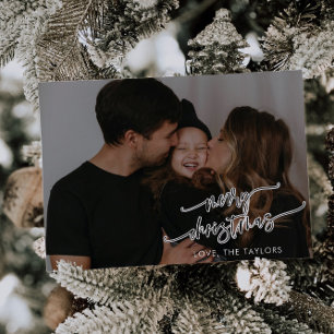 Merry Christmas Modern Photo Holiday Card Minimal