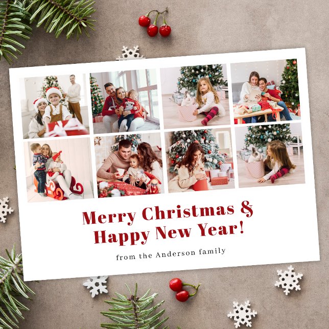 Merry Christmas Modern Photo Magnetic Holiday Card (Creator Uploaded)