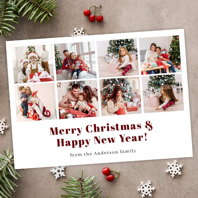 Merry Christmas Modern Photo Magnetic Holiday Card (Creator Uploaded)