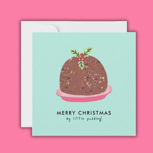 Merry Christmas Modern Pudding Illustration Holiday Card