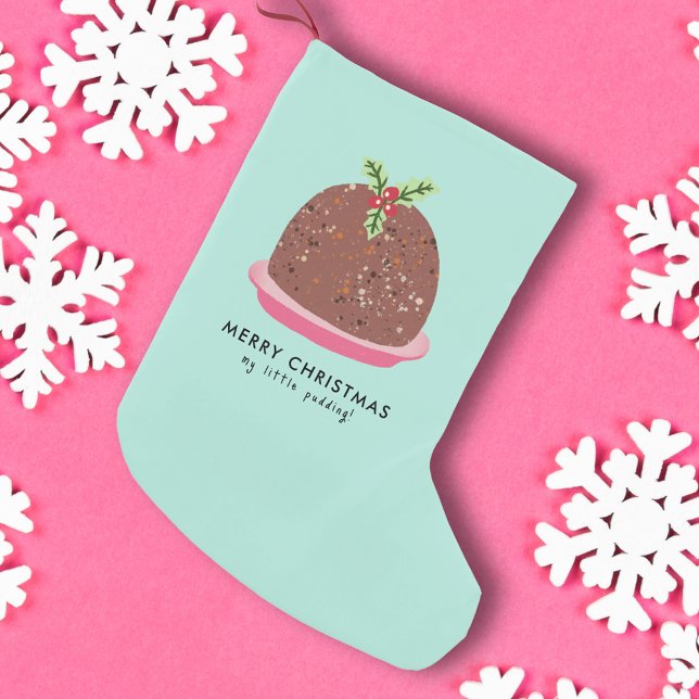 Merry Christmas Modern Pudding Illustration Small Christmas Stocking (Merry Christmas My Little Pudding Christmas stocking.)