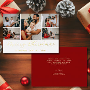 Merry Christmas Modern Red 5 Photo Collage