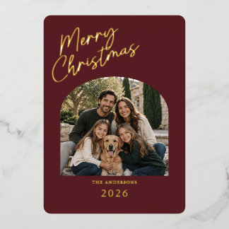 Merry Christmas Modern Red and Gold Foil