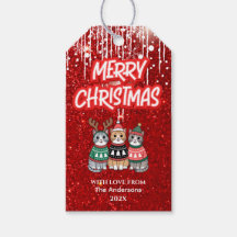Merry Christmas Modern Red Cute Cats