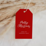 Merry Christmas modern red Gift Tags<br><div class="desc">A modern and stylish typography for this personalizable holiday photo cards collection.</div>