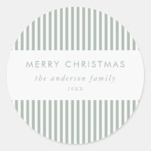 Merry Christmas Modern Sage Green Stripes