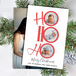 Merry Christmas Modern Santa Cute Typography Photo Holiday Card