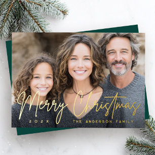 Merry Christmas modern script deep green photo