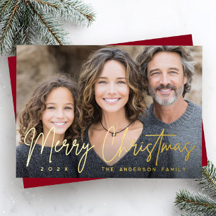 Merry Christmas modern script deep red photo