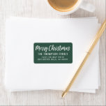 Merry Christmas Modern Script Green Return Address Label<br><div class="desc">Festive holiday address labels feature Merry Christmas in modern white script writing with custom return address text and a hunter green background - can be modified.</div>