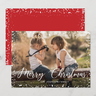 Merry Christmas Modern Script PHOTO Greeting Holiday Card