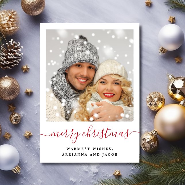 Merry Christmas Modern Script Photo Holiday Card (Creator Uploaded)