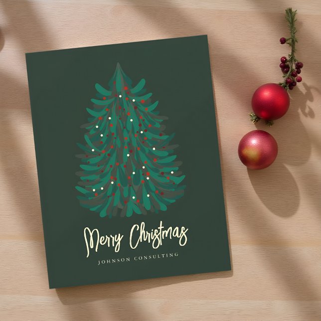 Merry Christmas Modern Simple Christmas Tree Holiday Card (Creator Uploaded)