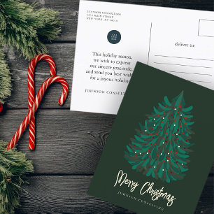 Merry Christmas Modern Simple Christmas Tree Holiday Postcard