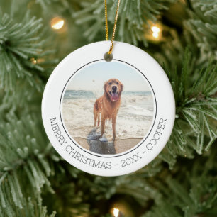 Merry Christmas Modern Simple Cute Dog Pet Photo Ceramic Tree Decoration