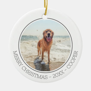 Merry Christmas Modern Simple Cute Dog Pet Photo Ceramic Tree Decoration