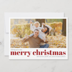 Merry Christmas Modern Simple Photo Christmas Holiday Card