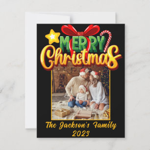 Merry Christmas modern simple photo Holiday Postca