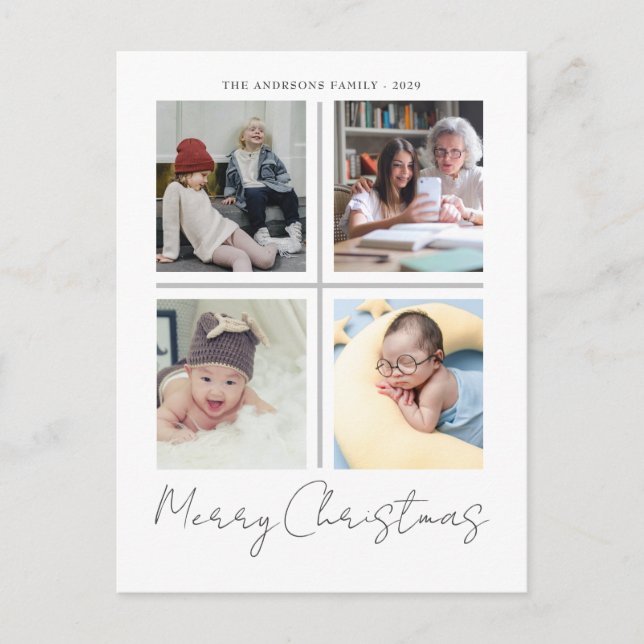 Merry Christmas modern simple photo Holiday Postcard (Front)