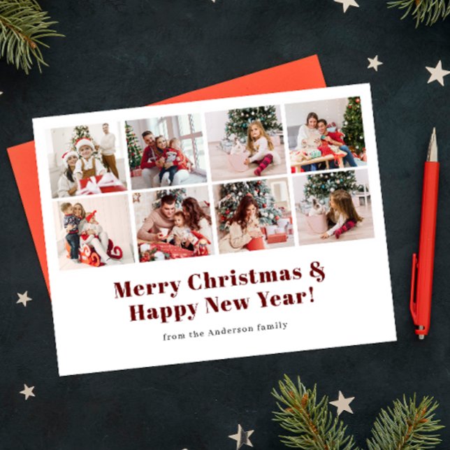 Merry Christmas modern simple photo  Holiday Postcard (Creator Uploaded)