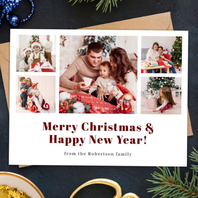 Merry Christmas modern simple photo  Holiday Postcard (Creator Uploaded)