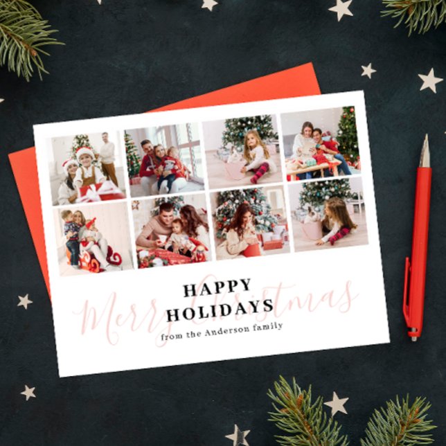 Merry Christmas modern simple photo  Holiday Postcard (Creator Uploaded)