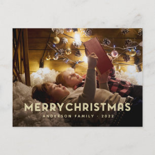 Merry Christmas Modern Simple Typography Holiday Postcard