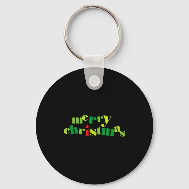 Merry Christmas Modern Tygraphy  Key Ring (Front)