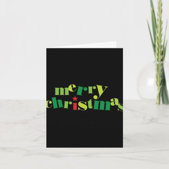 Merry Christmas Modern Tygraphy T Shirt  Card (Front)
