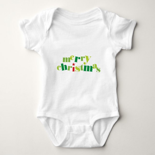 merry christmas modern typography baby bodysuit (Front)