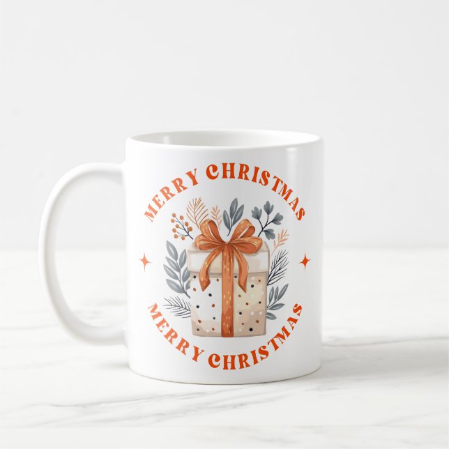 Merry Christmas Modern Typography Coffee Mug  (Left)