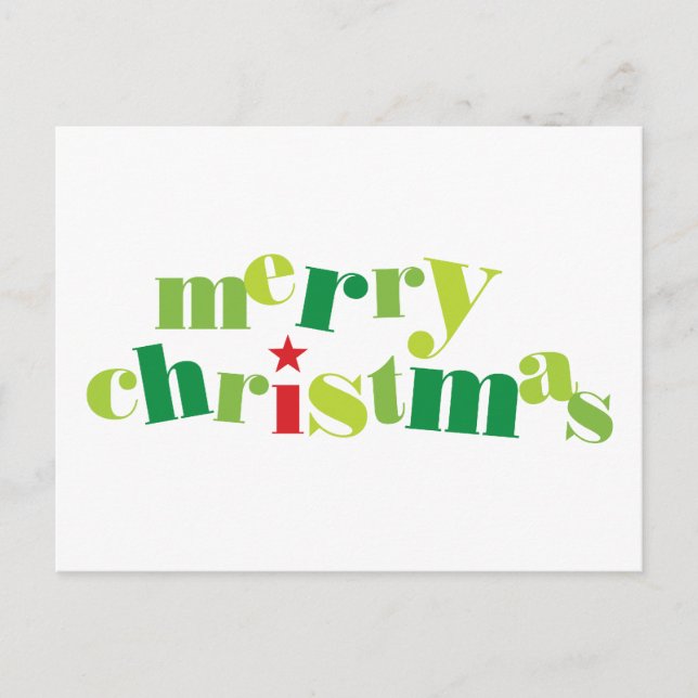 merry christmas modern typography holiday postcard (Front)