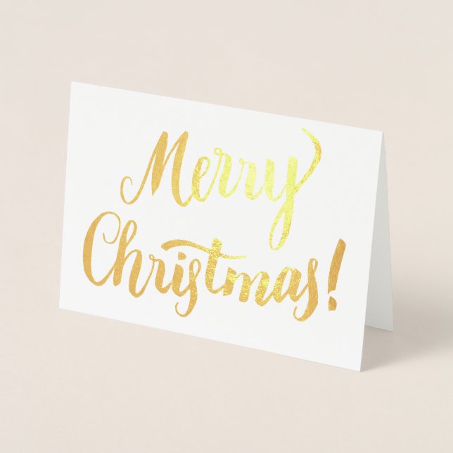 Merry Christmas Modern Typography Script Foil Card (Front)