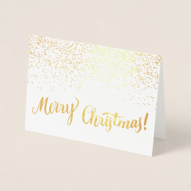 Merry Christmas Modern Typography Script Sparkle Foil Card (Front)