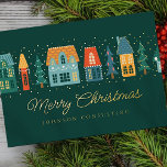 Merry Christmas Modern Winter Snow Village<br><div class="desc">Your business logo can be added at the back. Modify the holiday message,  business name or company name. 

Available here:
http://www.zazzle.com/selectpartysupplies</div>