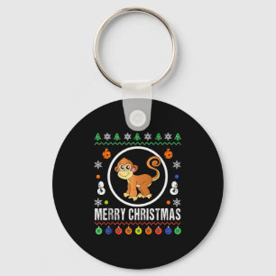 Merry Christmas Monkey Ugly Sweater Xmas Knit Tank Key Ring