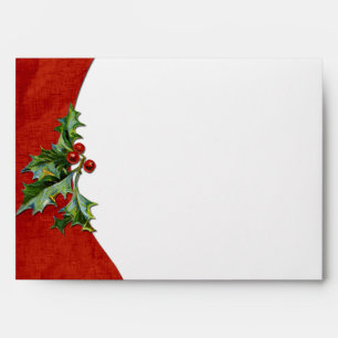 Merry Christmas Monogram Ornament Holly Envelope