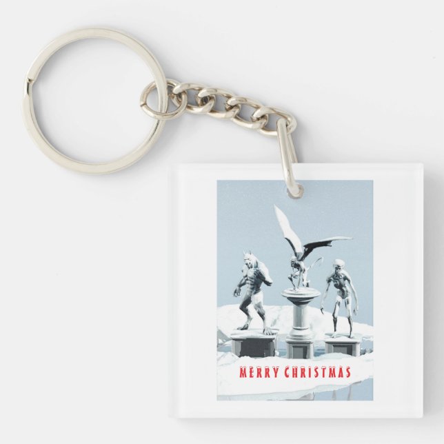 Merry Christmas. Monster ice sculptures Key Ring (Front)