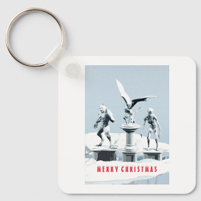 Merry Christmas. Monster ice sculptures Key Ring (Front)