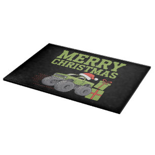 Merry Christmas Monster Truck Toddler Boys Xmas  Cutting Board