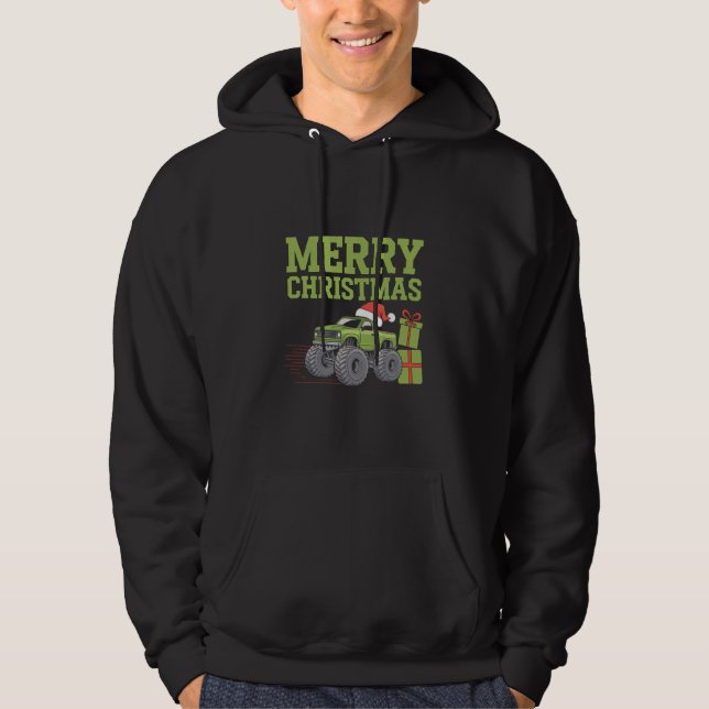 Merry Christmas Monster Truck Toddler Boys Xmas  Hoodie (Front)
