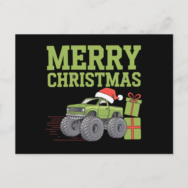 Merry Christmas Monster Truck Toddler Boys Xmas  Postcard (Front)