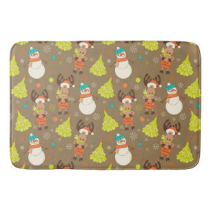 Merry Christmas Moose And Snowman Bath Mat