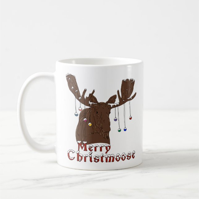 Merry Christmas Moose Coffee Mug (Left)