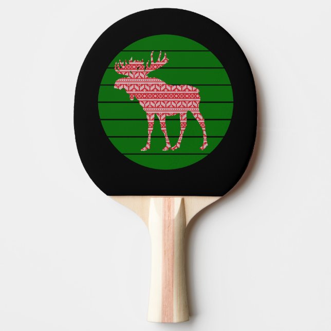 MERRY CHRISTMAS MOOSE DEER PING PONG PADDLE (Front)