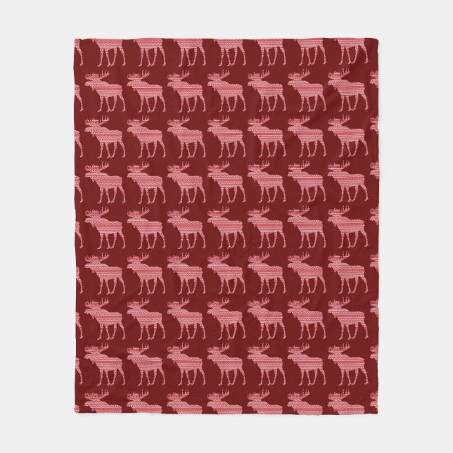 MERRY CHRISTMAS MOOSE  FLEECE BLANKET (Front)