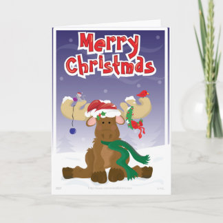 Merry Christmas Moose Holiday Card