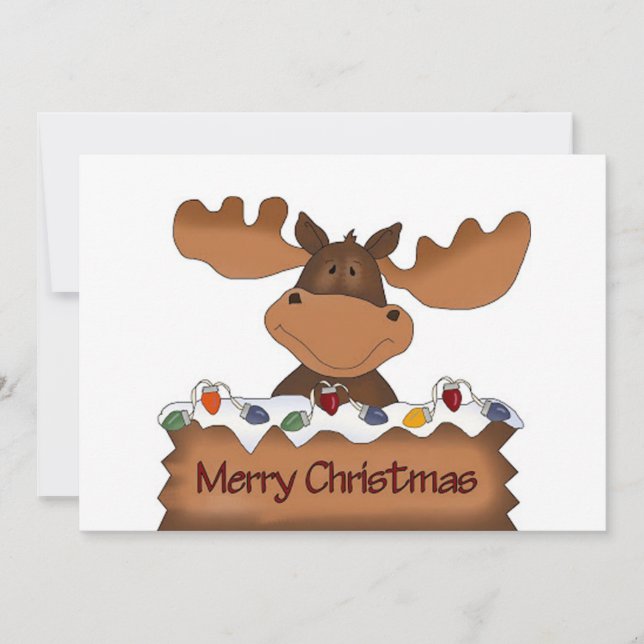 Merry Christmas Moose Holiday Card (Front)