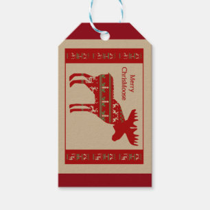 Merry Christmas Moose in Christmas Sweater Animal Gift Tags