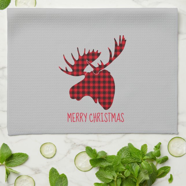 Merry Christmas Moose Kitchen Towel (Folded)